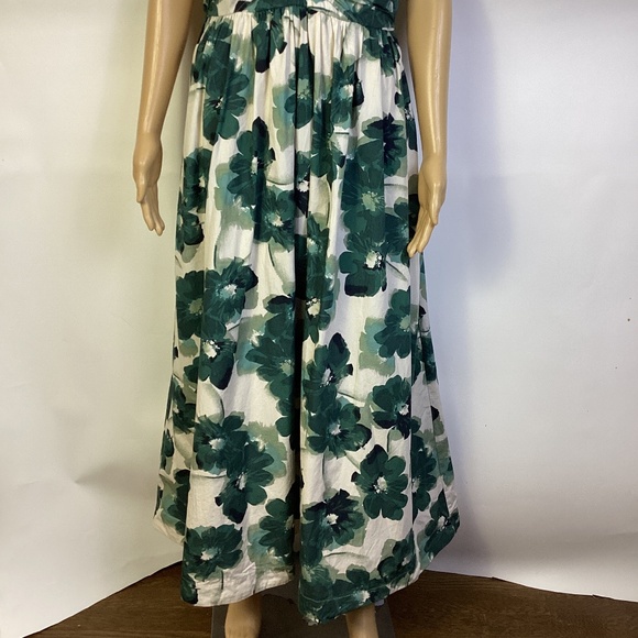 Abercrombie & Fitch Women's Green Twist front V -Neck Floral Midi Dress M - Picture 3 of 7
